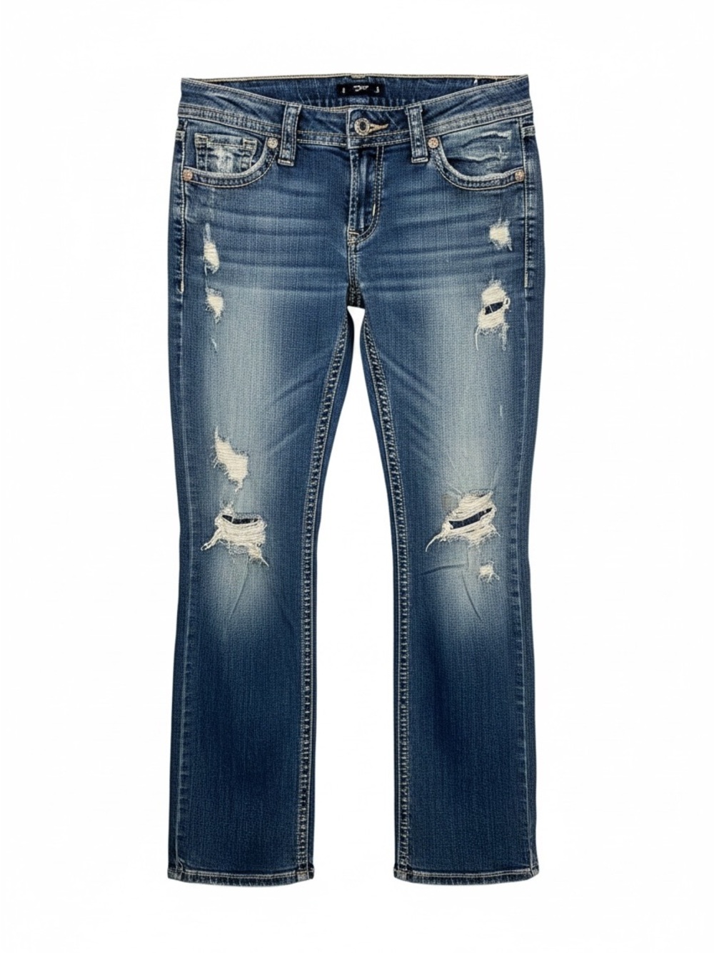 Silver Jeans Women's Boot Cut Distressed Blue